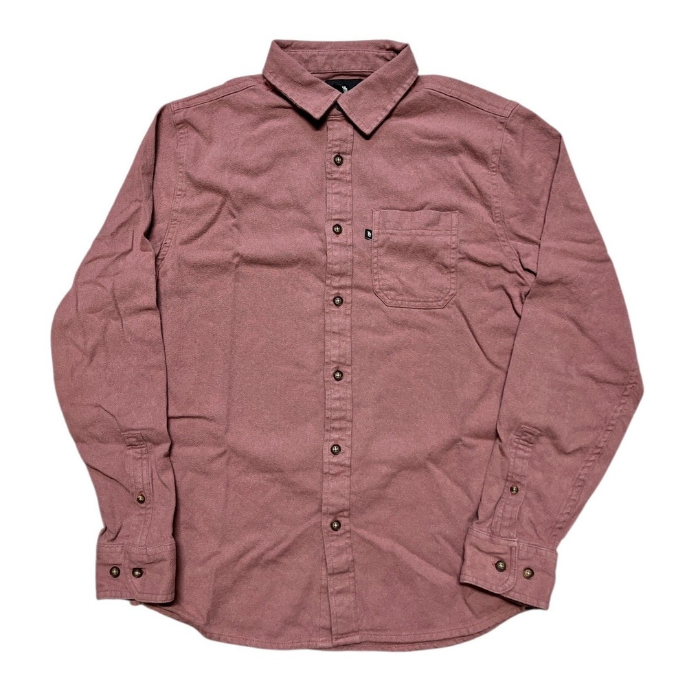 Junk Food Clothing Flannel Men's Long Sleeve Shirt‎ Size Small Heather Pink Gray